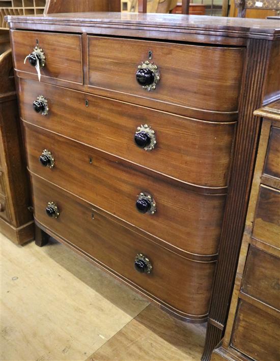 Regency mahogany D-shaped chest of drawers with reeded columns